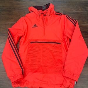 Adidas Women's Bright Red Windbreaker with Black Accents size small